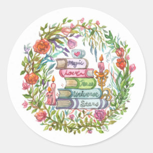 Sticker Rond Pile de livres