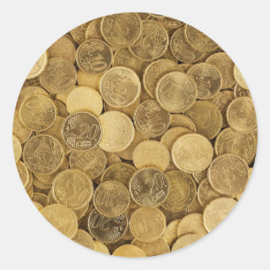 Sticker Rond Pile De Pièces Arrondies D'Or
