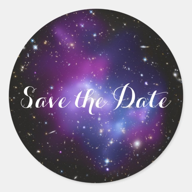 Sticker Rond Pile Galaxy Cluster Enregistrer la date (Devant)