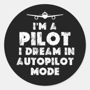 Sticker Rond Pilote amusant