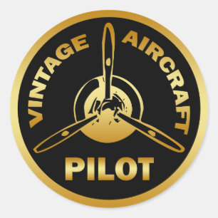 Sticker Rond PILOTE D'AÉRONEF vintage