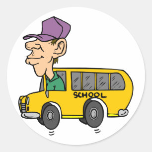 Sticker Rond Pilote de bus scolaire