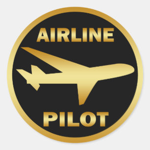 STICKER ROND PILOTE DE LIGNE AÉRIENNE