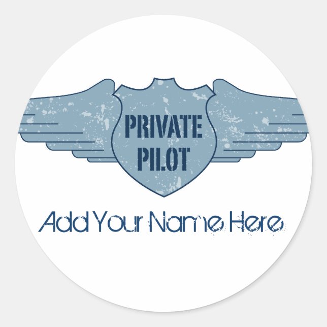 Sticker Rond Pilote privé - Ailes bleues (Devant)