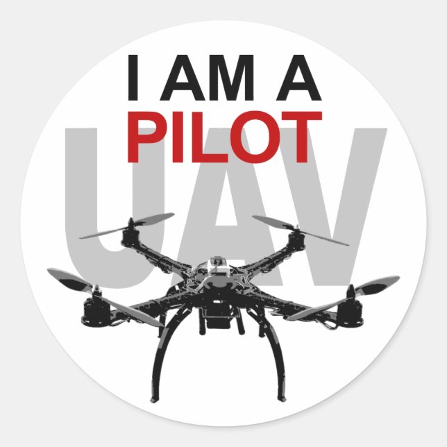 Sticker Rond Pilote Quadcopter UAV Quadpilot (Devant)