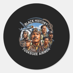 Sticker Rond Pilotes noirs rétro histoire des Noirs seconde gue
