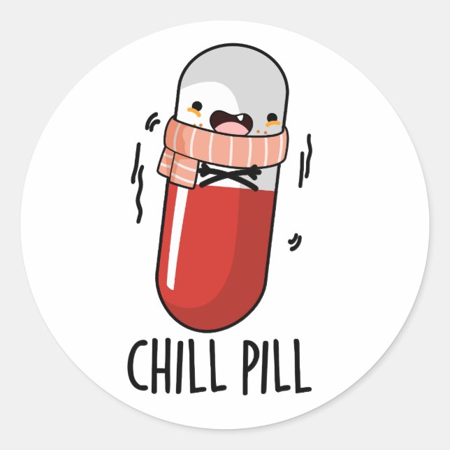 Sticker Rond Pilule de refroidissement amusant Congélation pilu (Devant)