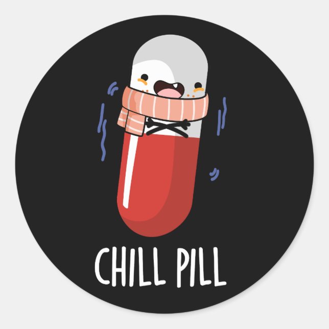 Sticker Rond Pilule de refroidissement amusant Congélation pilu (Devant)