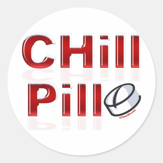 Sticker Rond Pilule de refroidissement amusant PMS (Devant)