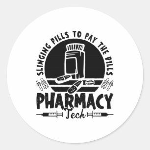 Sticker Rond Pilules de façade Pharmacy Technicien Cadeau