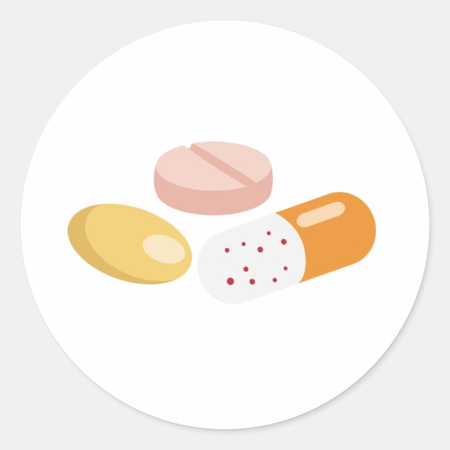 Sticker Rond Pilules de vitamine (Devant)