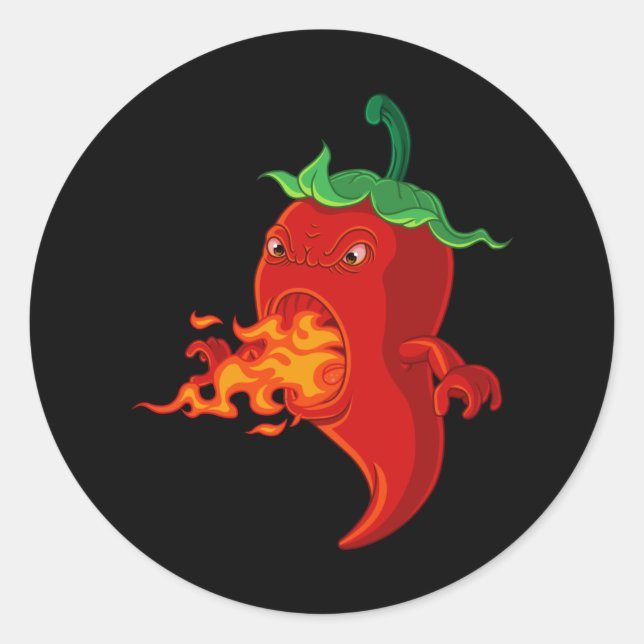 Sticker Rond piment chaud rouge avec flamme (Devant)