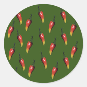 Sticker Rond Piments piment chauds rouges
