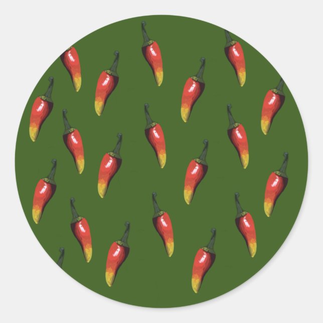 Sticker Rond Piments piment chauds rouges (Devant)