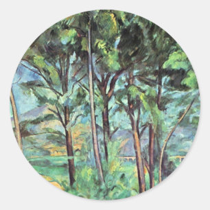 Sticker Rond Pin avec Viaduc par Paul Cezanne, Art Vintage
