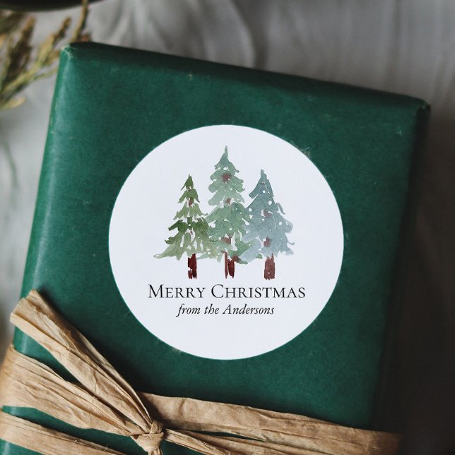 Sticker Rond Pin neige hiver Noël (Créateur téléchargé)