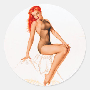 Sticker Rond Pin rouge Art déco vers le haut