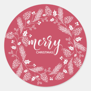 Sticker Rond Pin rouge et blanc et Noël saint