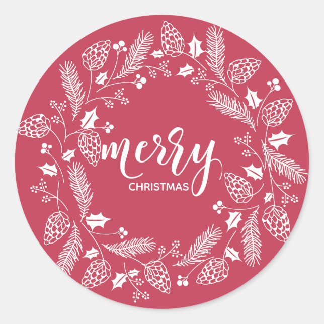 Sticker Rond Pin rouge et blanc et Noël saint (Devant)