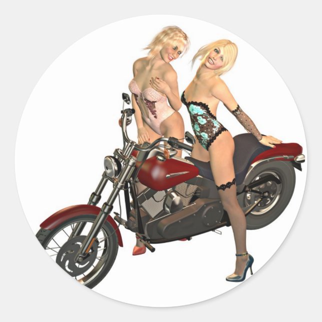 Sticker Rond Pin-up moker filles (Devant)