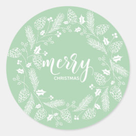 Sticker Rond Pin vert et blanc et Noël saint