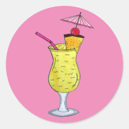 Sticker Rond Pina Piña Colada Puerto Rican Pineapple Cocktail