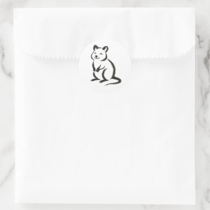 Sticker Rond Pinceau à encre Quokka – Conception d'animal minim