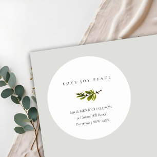 Sticker Rond Pine Branche Noël Adresse Amour Joie Paix