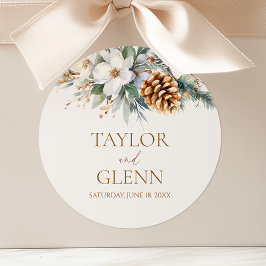 Sticker Rond Pine d'hiver Fleur Floral Jardin Mariage