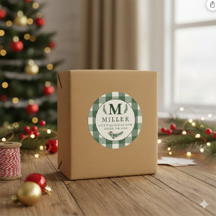 Sticker Rond Pine Needle Lane Monogramme - Vert pin profond