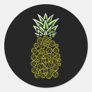 Sticker Rond Pineappa Aloha Plages Hawaii Beach Volley -