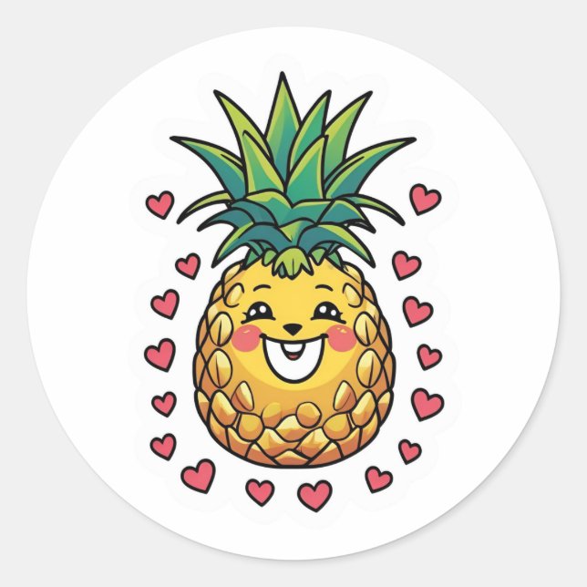 Sticker Rond Pineapple Watercolor  (Devant)