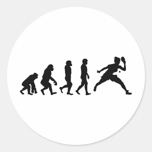Sticker Rond Ping Pong Player Table Tennis Evolution (Devant)