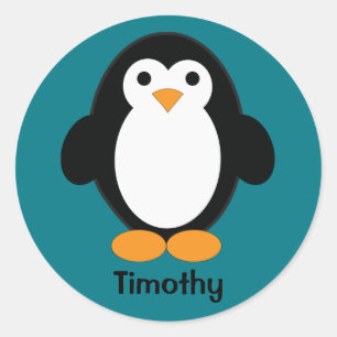 Sticker Rond Pingouin de caricature