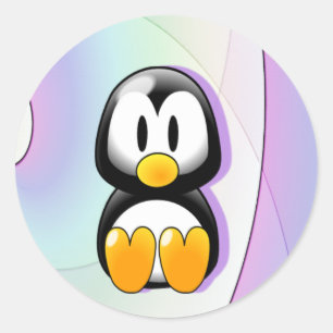 Sticker Rond Pingouin de dessin adorable