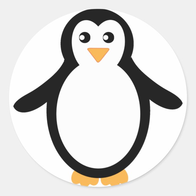 Sticker Rond Pingouin de dessin en noir et blanc (Devant)