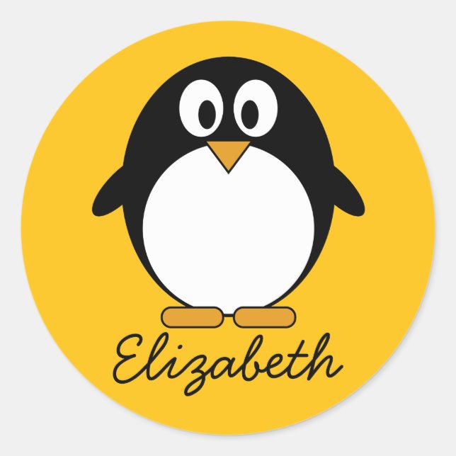 Sticker Rond Pingouin de dessin mignon et moderne (Devant)