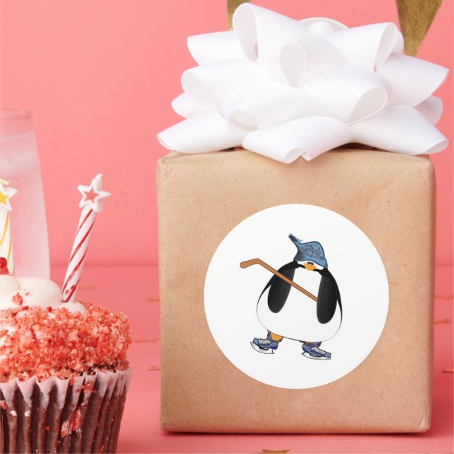 Sticker Rond Pingouin de hockey (Fête)