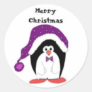 Sticker Rond Pingouin de Noël