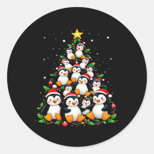Sticker Rond Pingouin de Noël mignonne animal de vacances