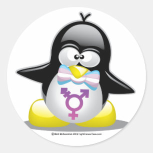 Sticker Rond Pingouin de transsexuel