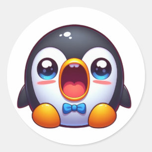 Sticker Rond Pingouin mignon