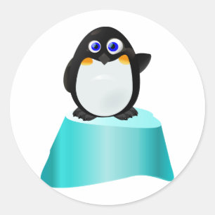 Sticker Rond Pingouin mignon