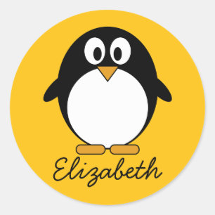 Sticker Rond Pingouin mignon et moderne de bande dessinée