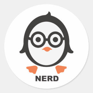 Sticker Rond pingouin - nerd - pingouin