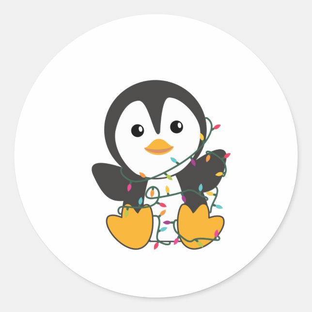 Sticker Rond Pingouin Noël Neige Animaux d'hiver Pingouins (Devant)