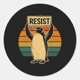 Sticker Rond Pingouin palmes vers le haut résiste aux pingouins