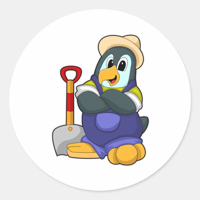 Sticker Rond Pingouin paysan avec merle (Devant)