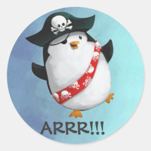 Sticker Rond Pingouin Pirate mignon