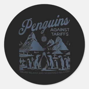 Sticker Rond Pingouins contre les tarifs douaniers Entendu l'îl
